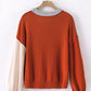 Contrast Round Neck Dropped Shoulder Sweater