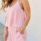 Culture Code Let It Happen Full Size Double Flare Striped Romper in Pink