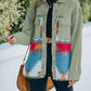 Dropped Shoulder Long Sleeve Printed Denim Jacket
