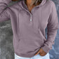 Half Snap Drawstring Long Sleeve Hoodie