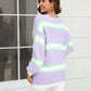 Color Block Ribbed Dropped Shoulder Open Front Cardigan
