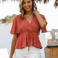 Printed Tied Flutter Sleeve Babydoll Blouse