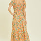 HEYSON Full Size Floral Smocked Tiered Midi Dress