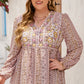 Plus Size V-Neck Prined Long Sleeve Blouse