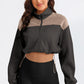 Contrast Drawstring Zip Up Jacket