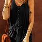 Snap Front Drawstring Waist Romper