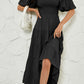 Smocked Square Neck Puff Sleeve Dress