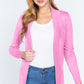 ACTIVE BASIC Ribbed Trim Open Front Cardigan