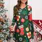 Christmas Element V-Neck Long Sleeve Mini Dress