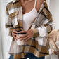 Plaid Button Up Dropped Shoulder Peplum Shacket