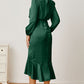 Mock Neck Ruffled Asymmetrical Dress