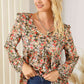 Floral V-Neck Babydoll Blouse