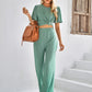 Textured Flutter Sleeve Top and Pants Set
