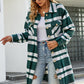 Plaid Button Up Collared Neck Coat with Pockets