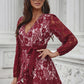 Pompom Trim Puff Sleeve Belted Lace Dress