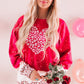 Heart Leopard Round Neck Sweatshirt