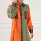Contrast Button Up Collared Neck Dress