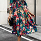 Printed Smocked Lantern Sleeve Ruffled Dress