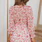 Floral Deep V Flounce Sleeve Mini Dress