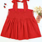 Embroidered Tie-Shoulder Babydoll Tank