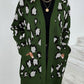 Leopard Open Front Dropped Shoulder Cardigan