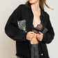 Sequin Detail Long Sleeve Denim Jacket