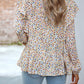 Ruffle Collar Long Sleeve Peplum Top
