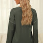 Contrast Stitching Waffle-Knit Round Neck Blouse