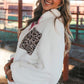 Half Zip Leopard Contrast Long Sleeve Sweatshirt