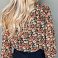 Floral Round Neck Lantern Sleeve Blouse