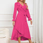 Surplice Tie Front Flounce Sleeve Dress