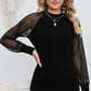 Round Neck Semi-Sheer Sleeve Blouse