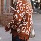 Leopard Frayed Hem Long Sleeve Sweater