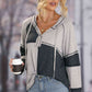Exposed Seam Color Block Hoodie with Drawstring