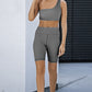 One-shoulder Sports Bra and Biker Shorts Set