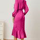 Mock Neck Ruffled Asymmetrical Dress