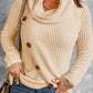 Decorative Button Mock Neck Sweater