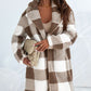 Plaid Open Front Dropped Shoulder Coat