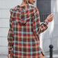 Plaid Drawstring Long Sleeve Hooded Dress with Pocket
