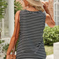 Striped Buttoned V-Neck Tank