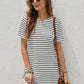Striped Tassel Round Neck T-Shirt Dress