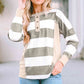 Striped Exposed Seam Buttoned T-Shirt