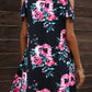 Floral Round Neck Cold-Shoulder Dress