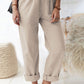 Paperbag Waist Pull-On Pants with Pockets