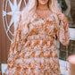 Floral Frill Trim V-Neck Smocked Dress