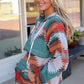 Geometric Half-Zip Drawstring Hoodie