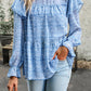 Printed Round Neck Flounce Sleeve Blouse