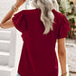 Contrast Ruffle Trim Flutter Sleeve Blouse
