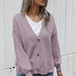V-Neck Button-Down Dropped Shoulder Cardigan