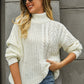 Cable-Knit Turtle Neck Long Sleeve Sweater